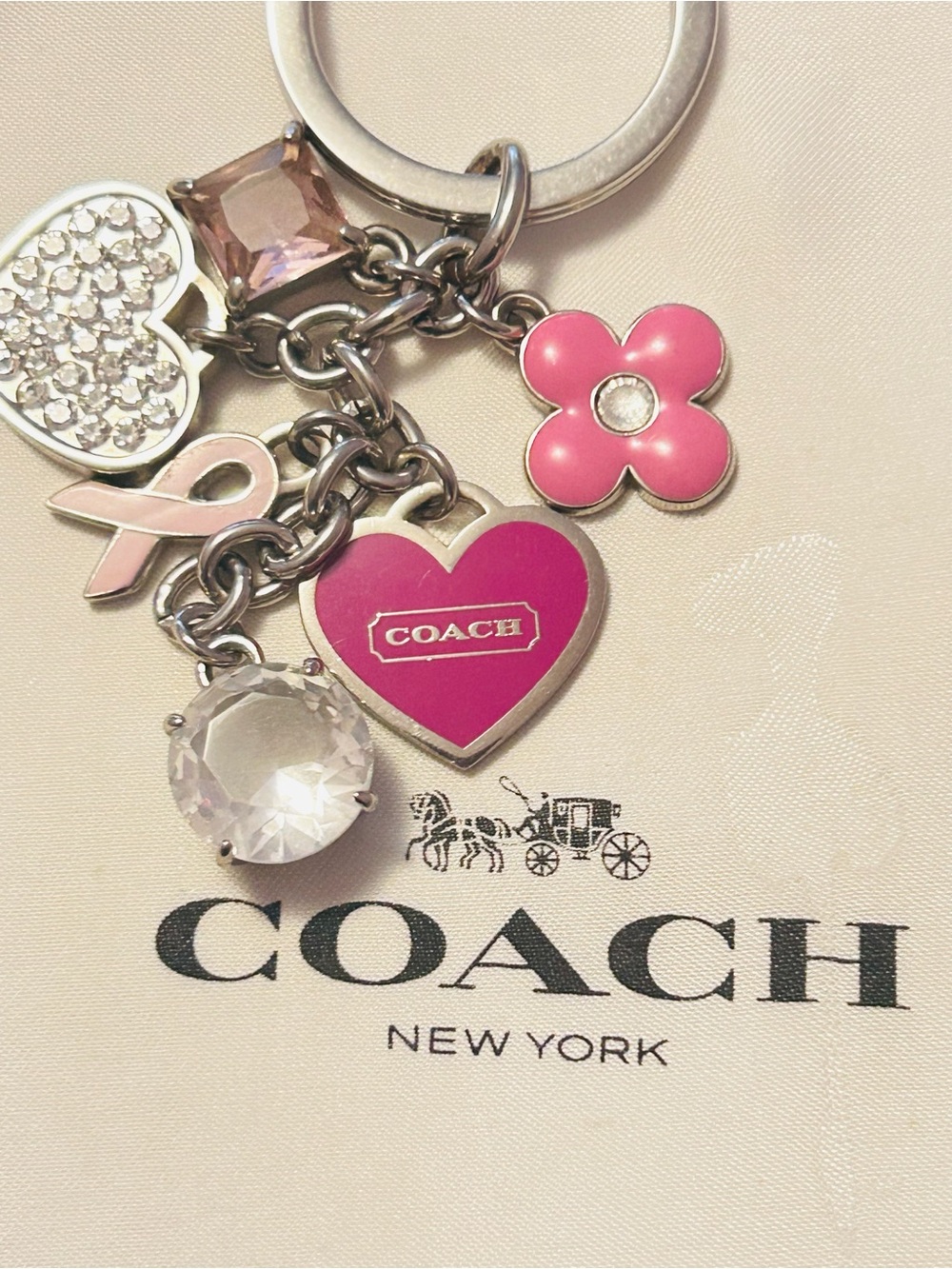 RARE Coach Y2K Heart & Cancer Awareness Keychain/ Bag Charm - Picture 13 of 14